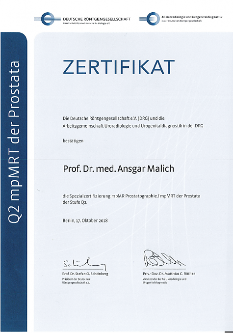 Uroradiologie Zertifikat (Foto: Prof. Dr. med. Ansgar Malich)