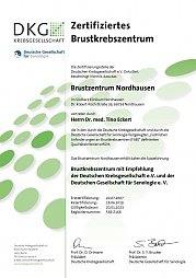 Zertifikat Brustkrebszentrum Nordhausen  (Foto: DKG Deutsche Krebsgesellschaft)